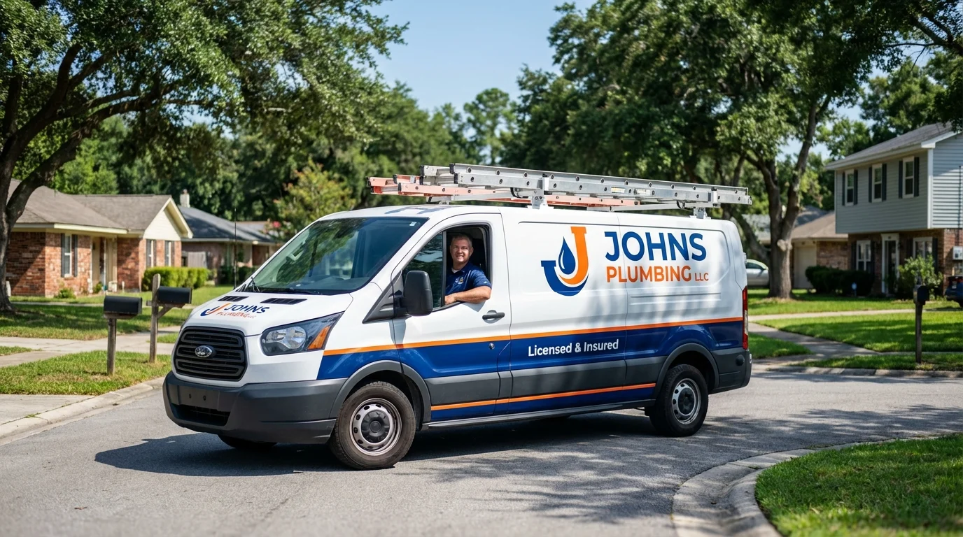 Johns Plumbing LLC service van in Hughesville, PA