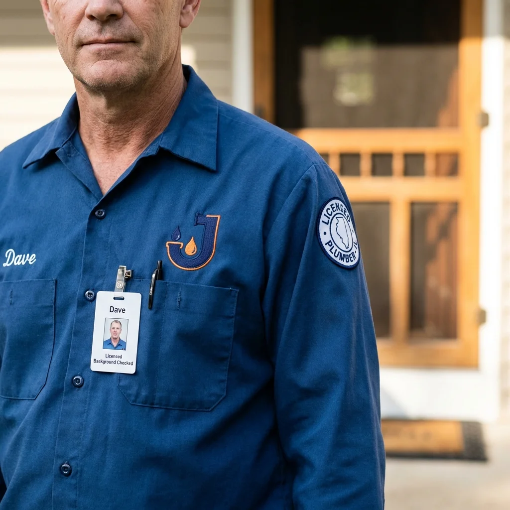 Licensed plumber showing ID badge in Hughesville, PA