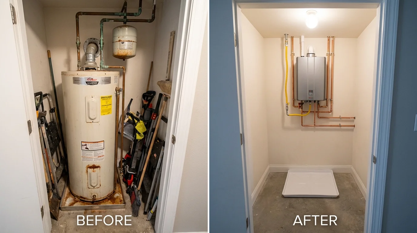 Tank water heater versus wall-mounted tankless unit comparison for Hughesville, PA homeowners